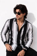 Linen Signature Printed Shirt - Grey Black