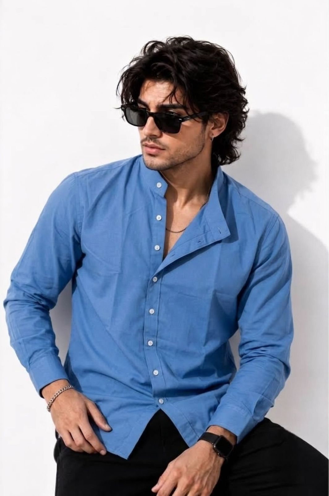 Solid Premium Scarlet Shirt - Blue