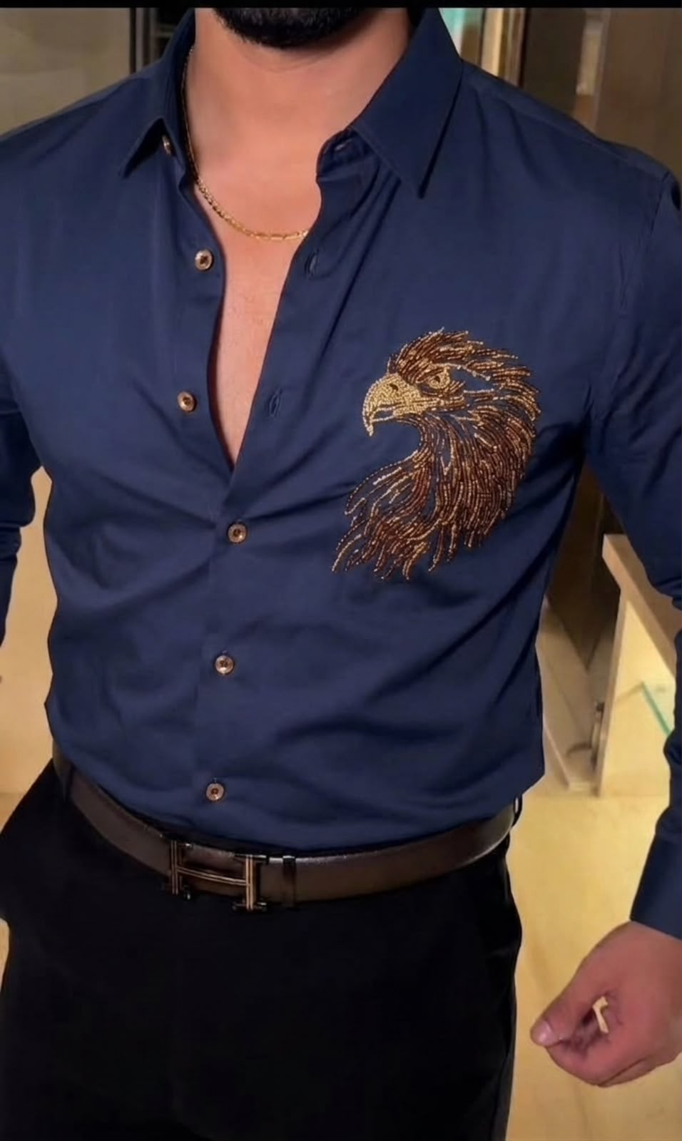 Eagle Apex Luxe Stitchless Jacquard Shirt - Navy