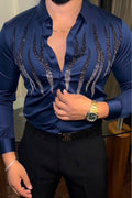 NightOut Luxe Stitchless Wrinkle Free Lycra Shirt - Navy