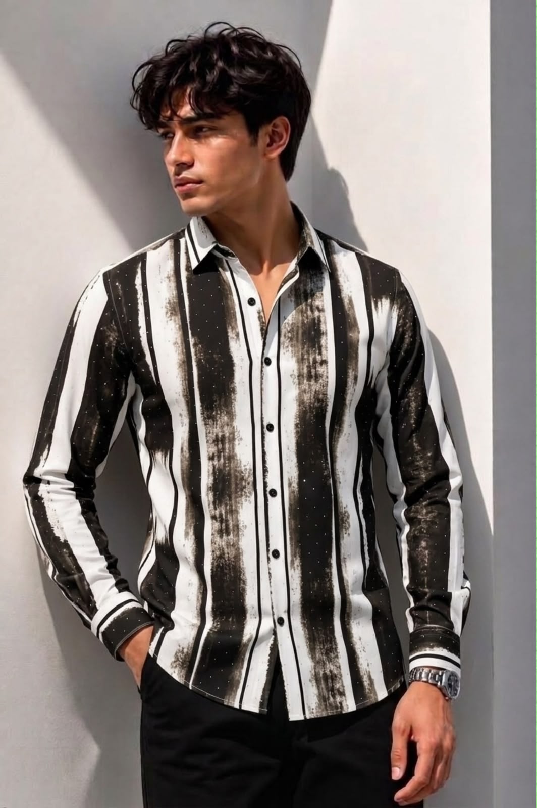 Linen Signature Printed Shirt - Black brown