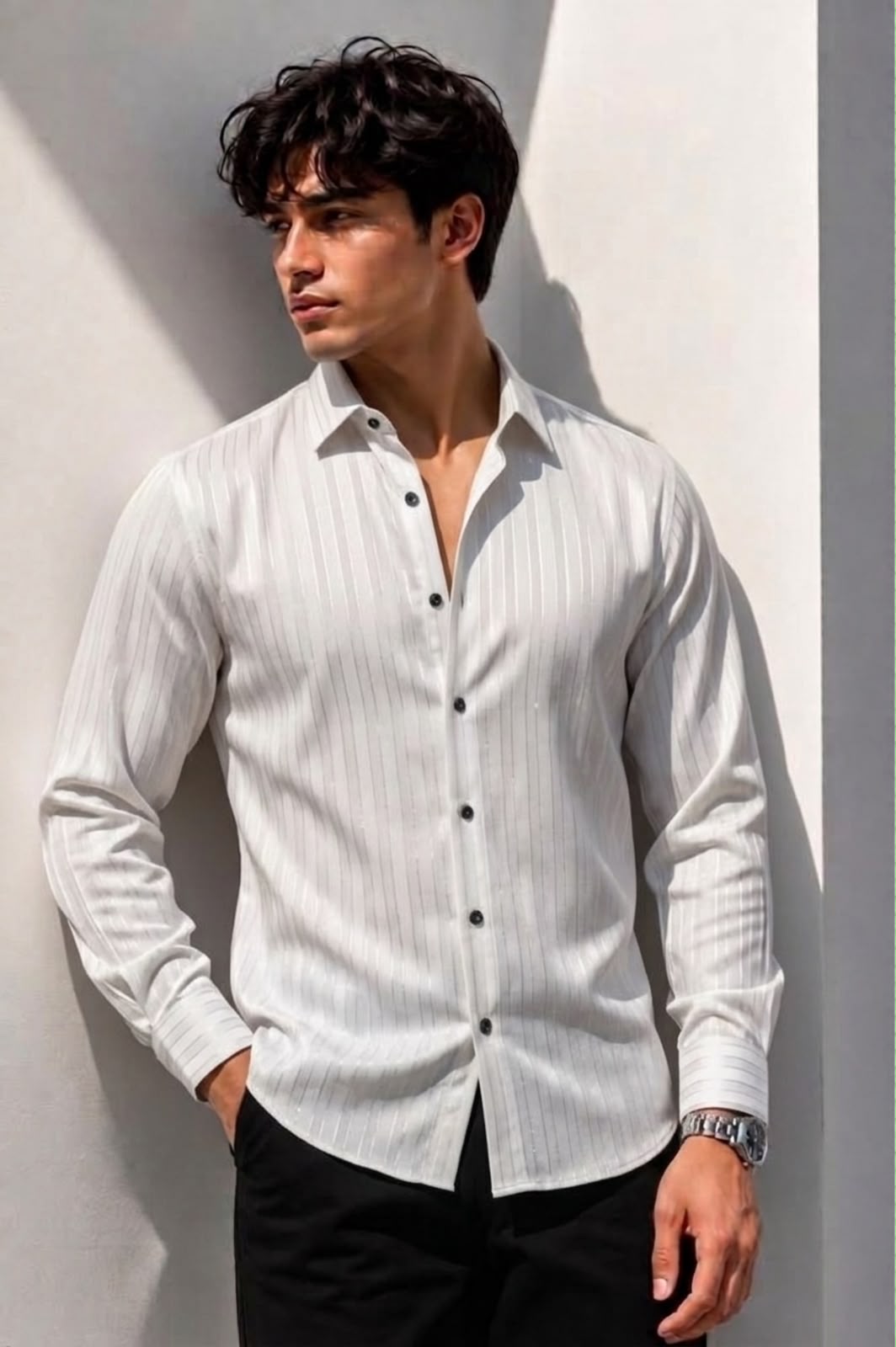 Vertical Dominion Plain Shirt - White