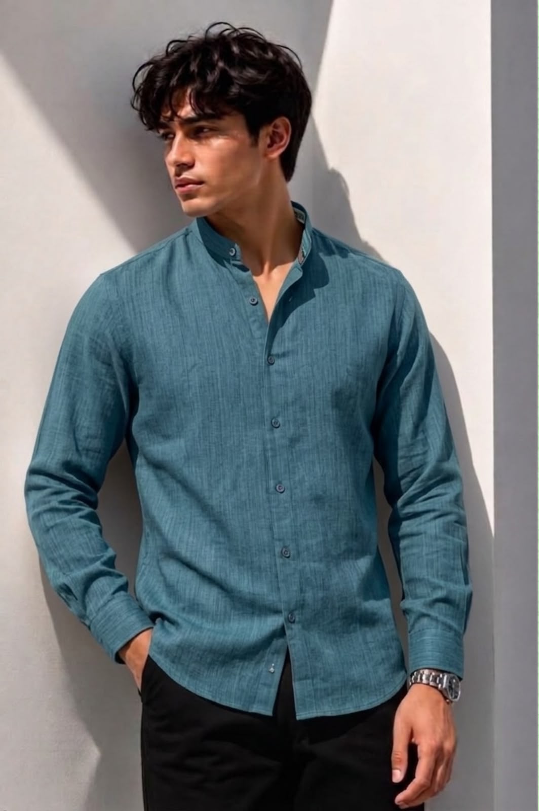 Solid Linen Signature Shirt - Navy