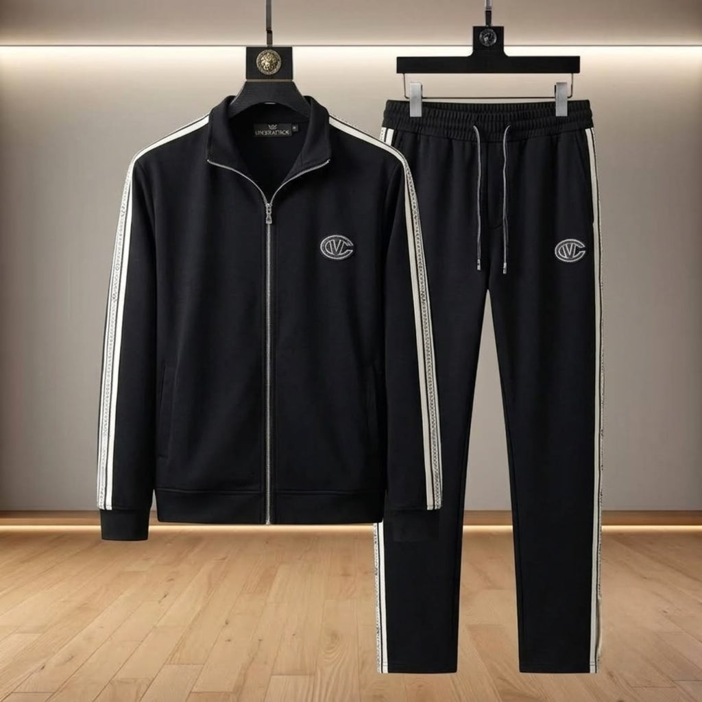 Vellante Striped Premium Tracksuit - Black