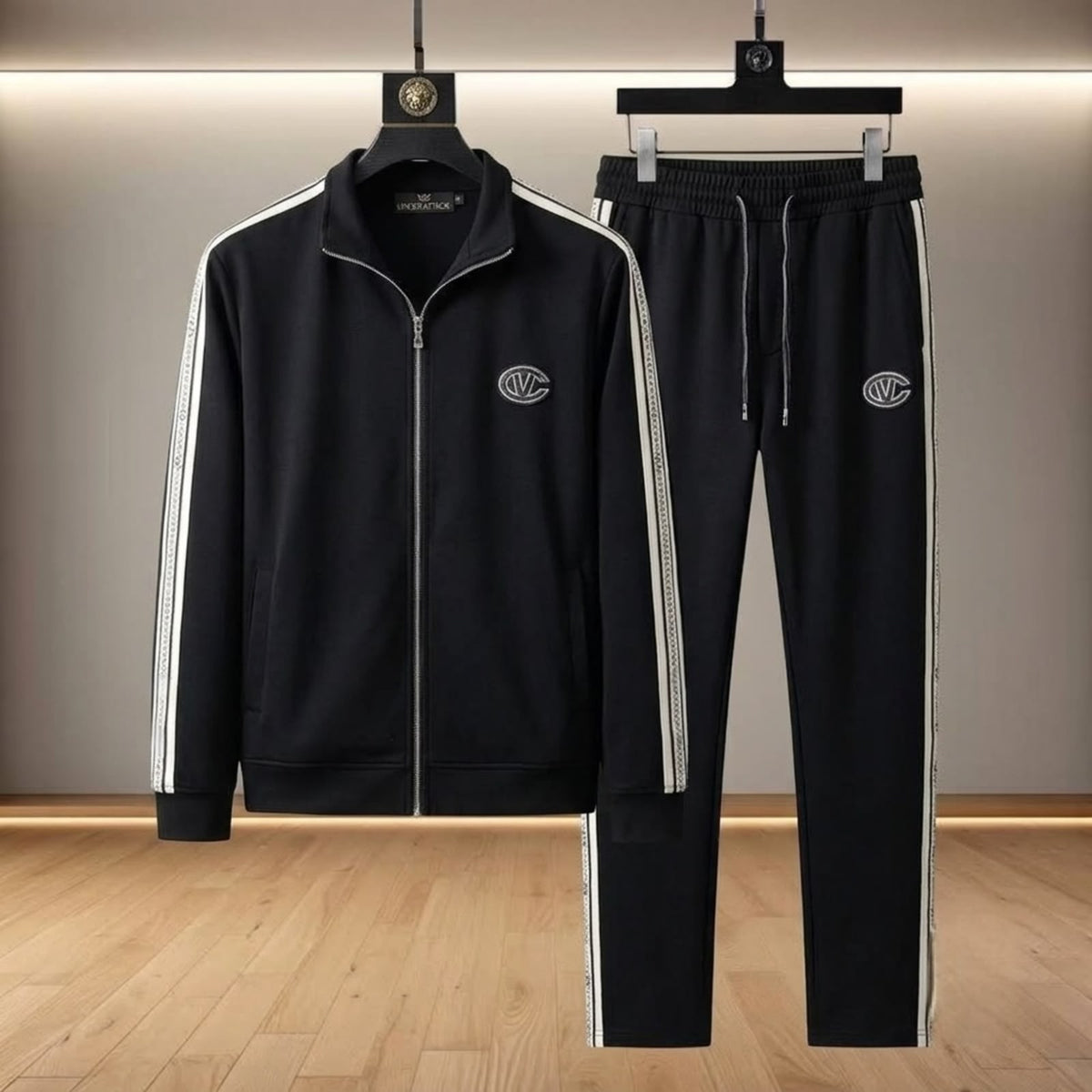 Vellante Striped Premium Tracksuit - Black