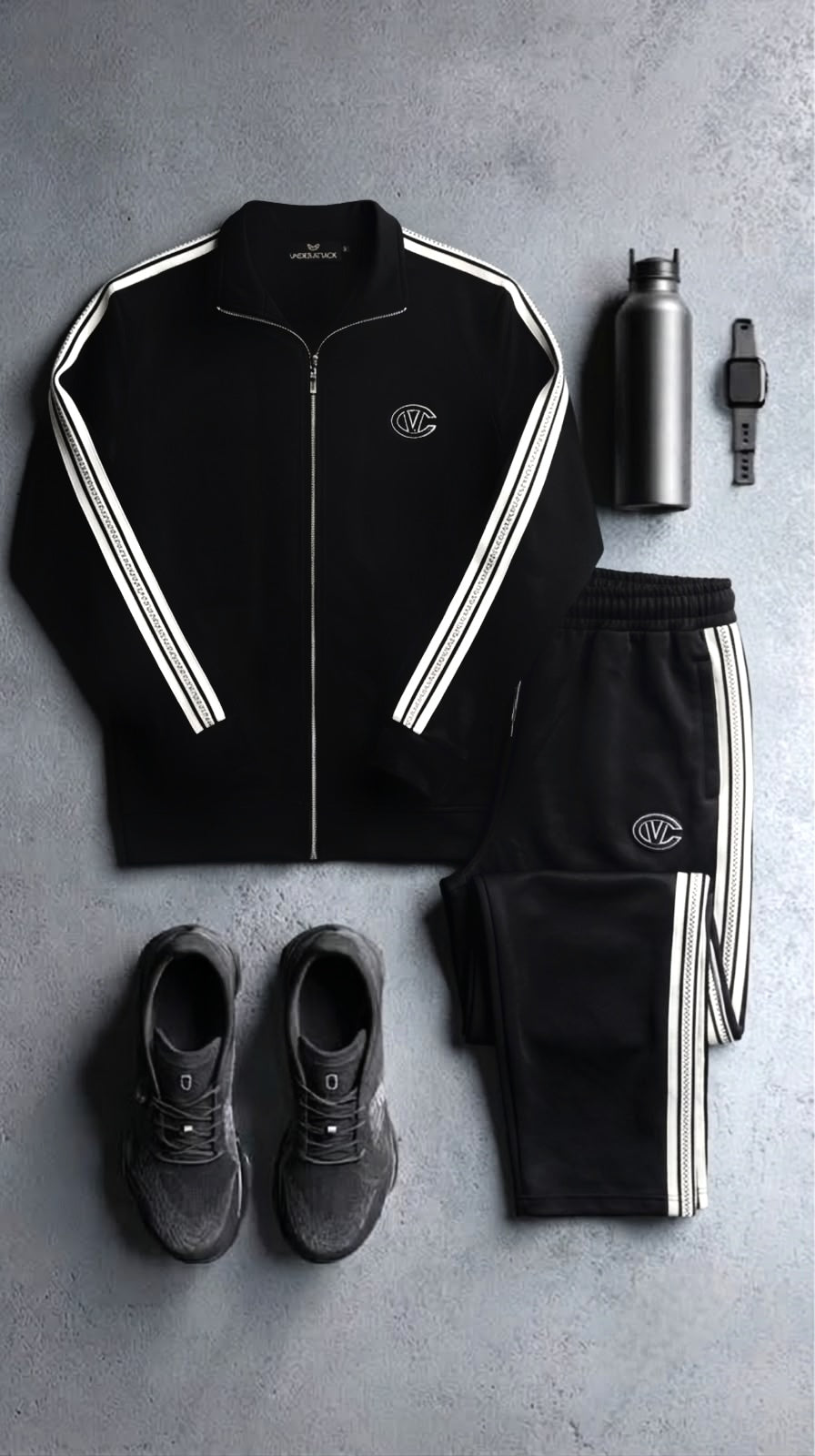 Vellante Striped Premium Tracksuit - Black