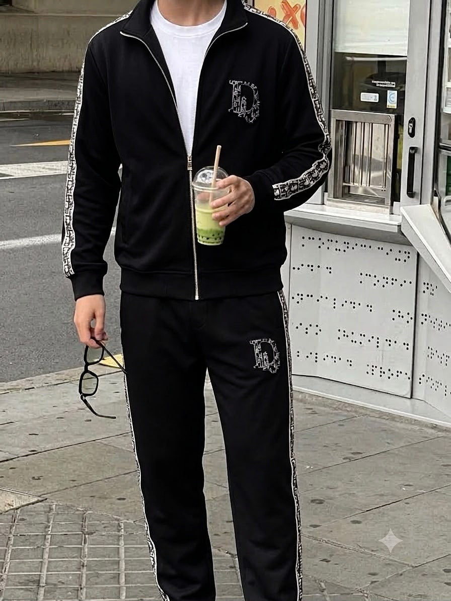 Vior Patti Premium Embossed Tracksuit - Black