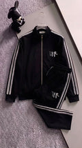 Vior Plain Patti Embossed Tracksuit - Black