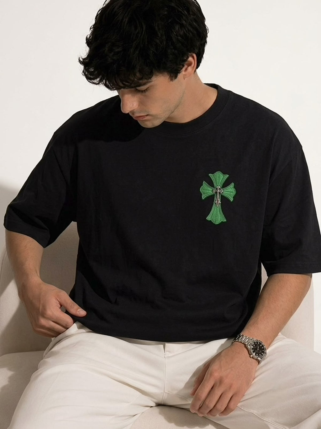 Cross Borne Signature Tshirt - Black