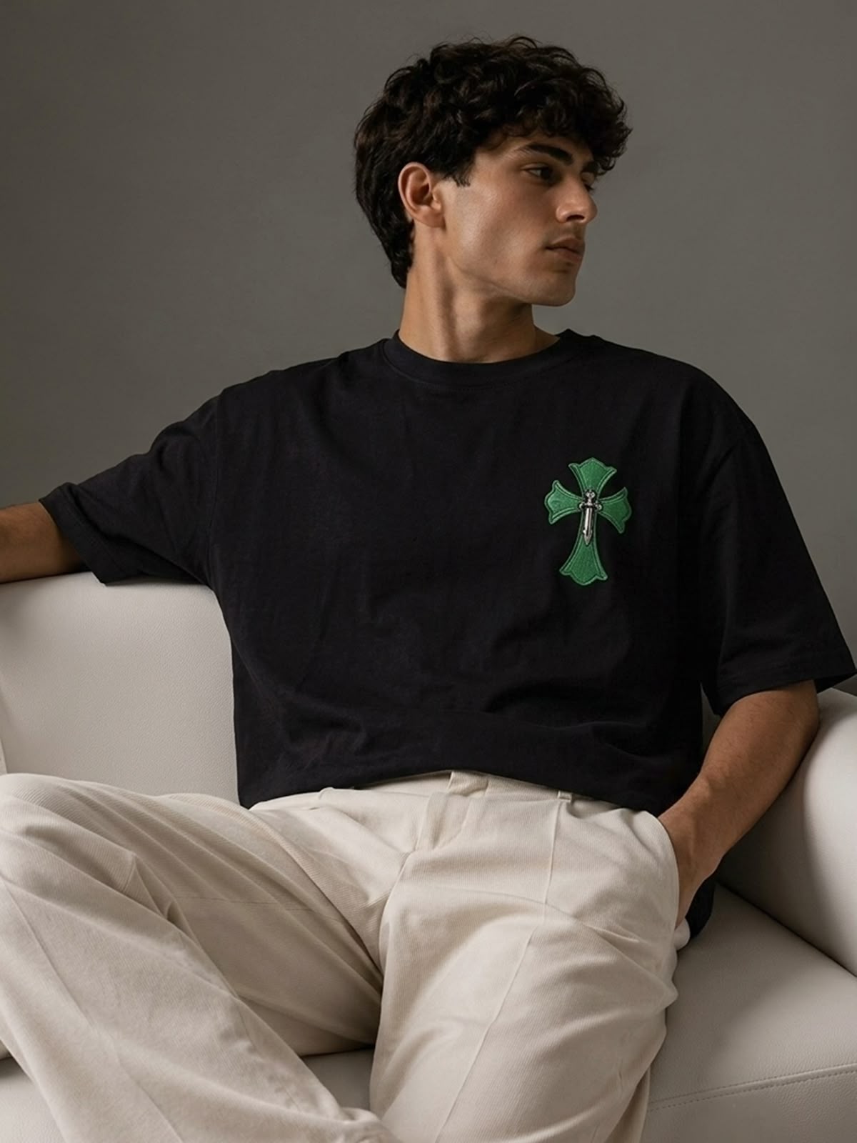 Cross Borne Signature Tshirt - Black