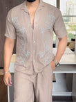 Greece Linen Textured Coord set - BEIGE