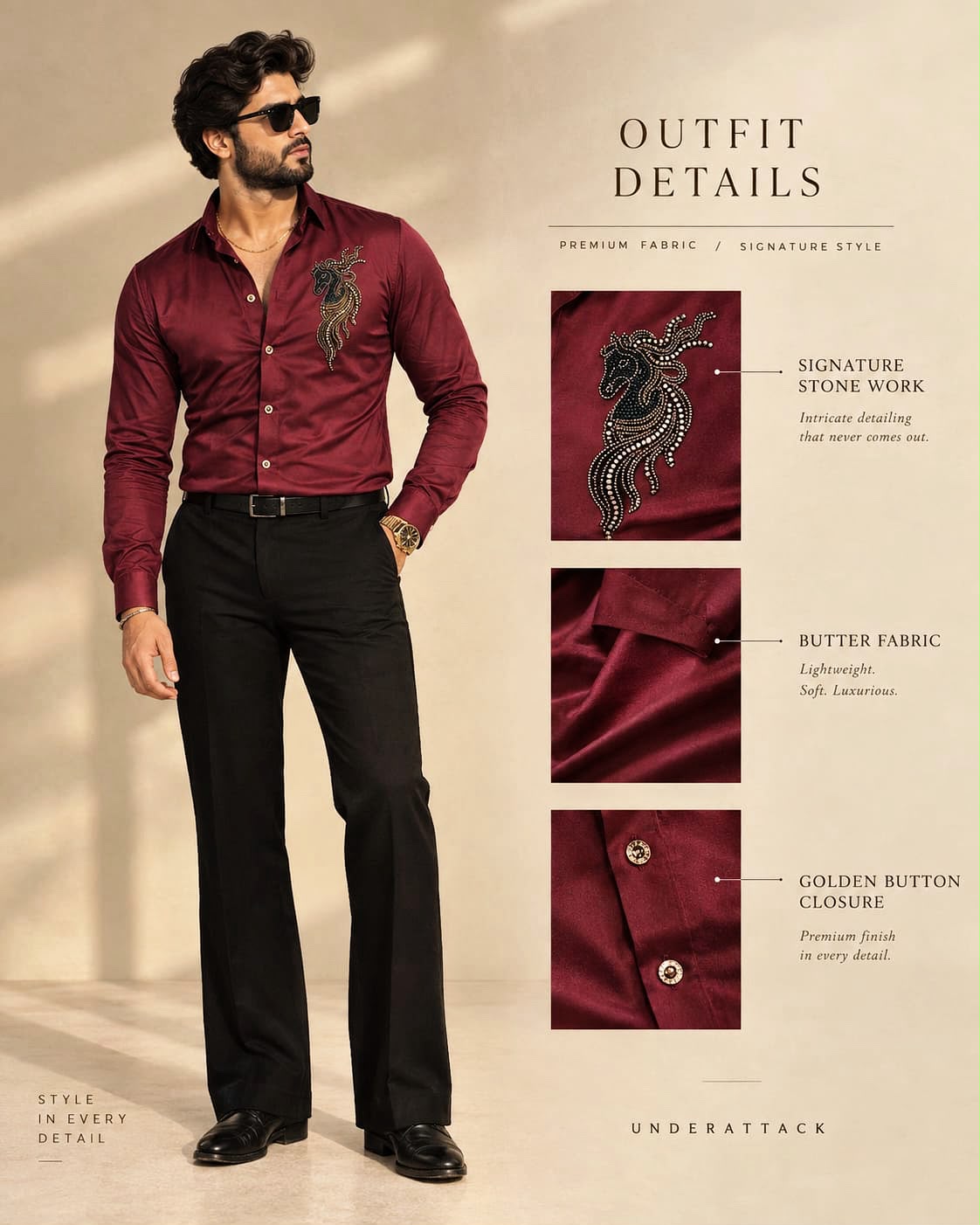 Atlas Ocean Luxe Stitchless Wrinkle Free Lycra Shirt - Wine