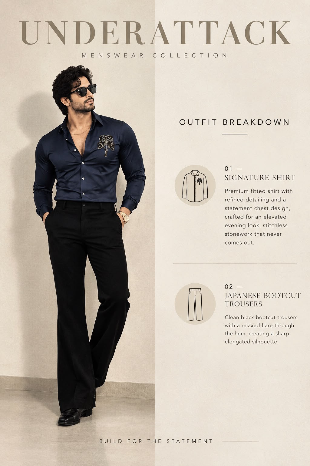 Venice Petal Luxe Stitchless Wrinkle Free Lycra Shirt - Navy