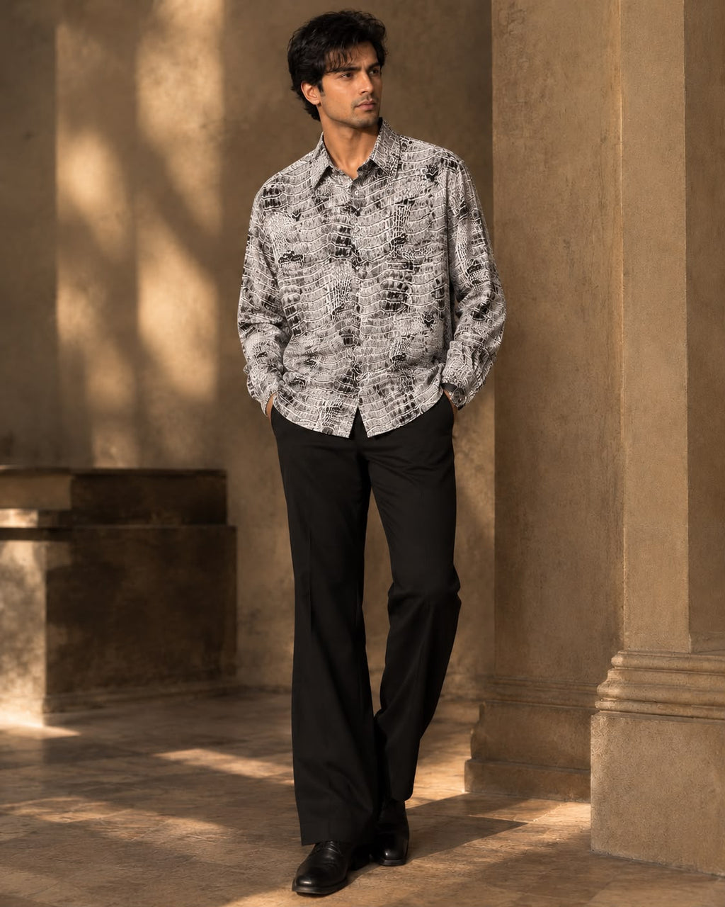 Wild Croc Japanese Lycra Shirt - Charcoal