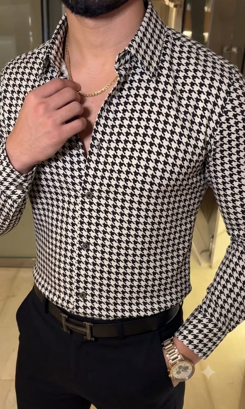 Monaco Check Japanese Lycra Shirt - White