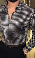 Monaco Check Japanese Lycra Shirt - Black