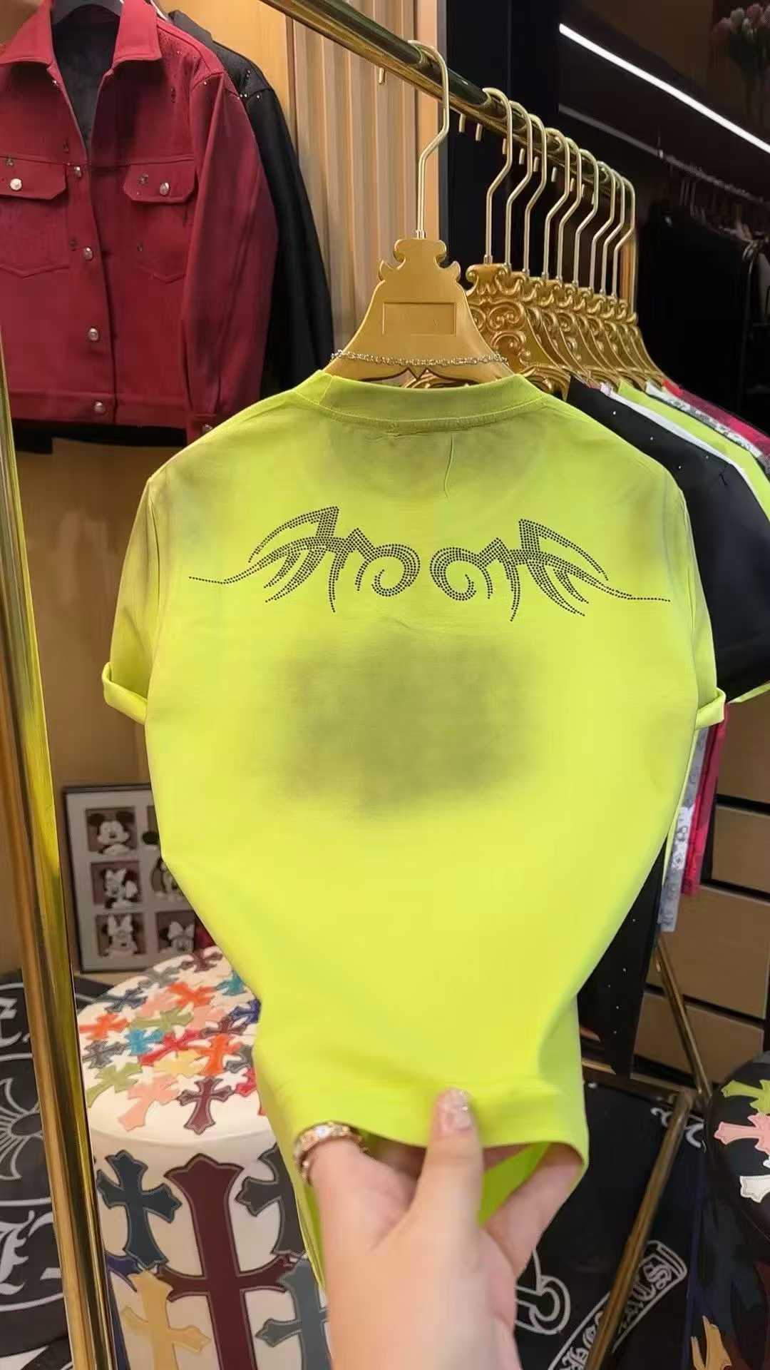 Acid Flame Luxury Diamond Rhinestones Tshirt - Neon Yellow - Under Attack