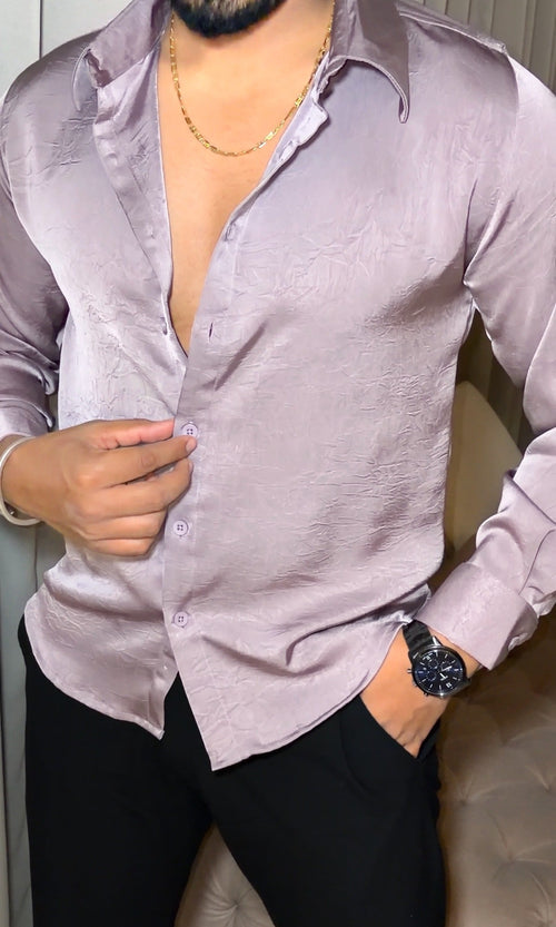 AfterNight Rich Textured Stitchless Jacquard Shirt - Lavender - Under Attack