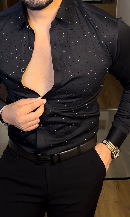 AllSTUD Wrinkle Free Lycra Shirt - Black - Under Attack