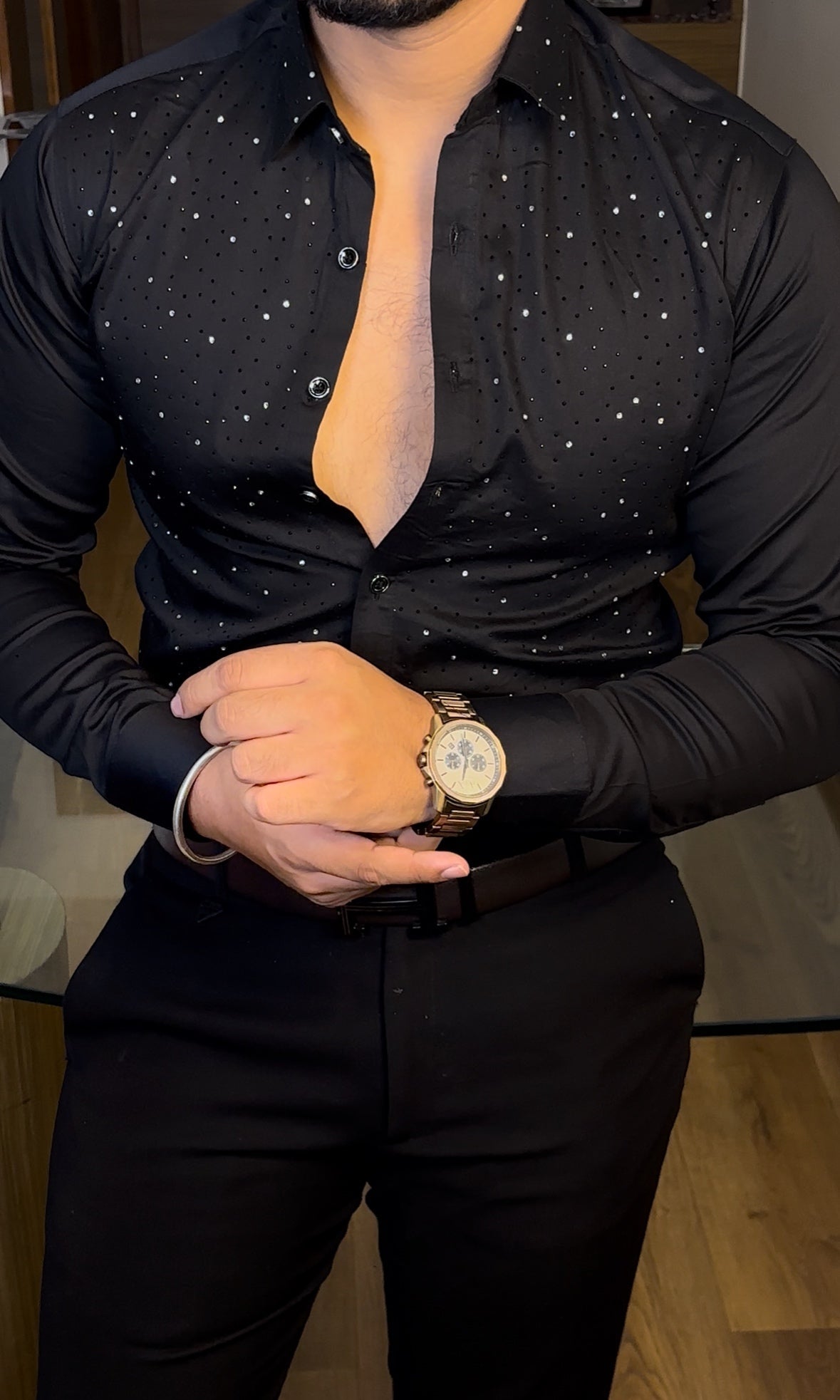 AllSTUD Wrinkle Free Lycra Shirt - Black - Under Attack