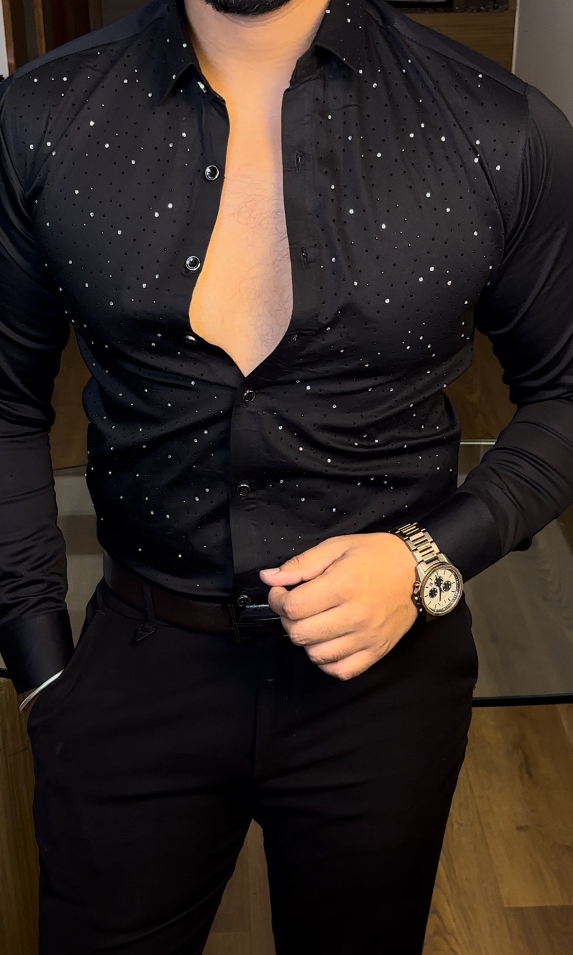 AllSTUD Wrinkle Free Lycra Shirt - Black - Under Attack