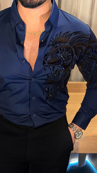 Alpha Roar Legacy Jacquard Shirt - NAVY