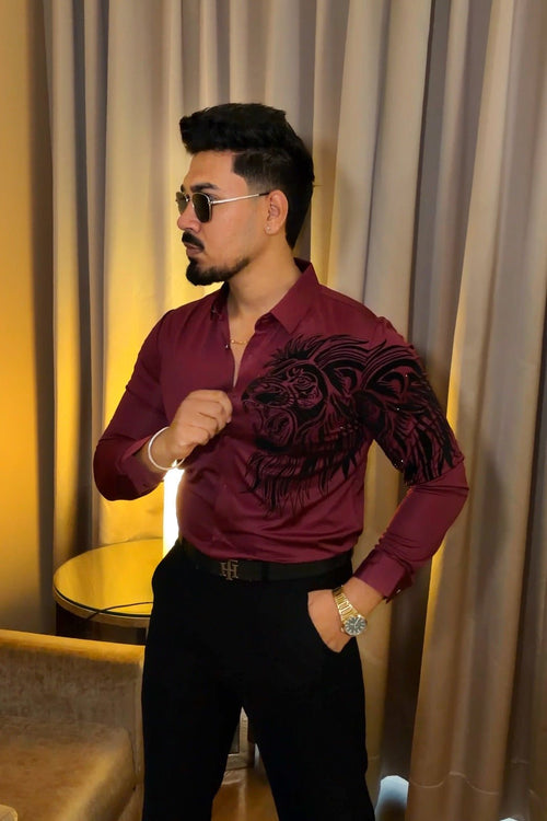 Alpha Roar Legacy Jacquard Shirt - WINE - Under Attack