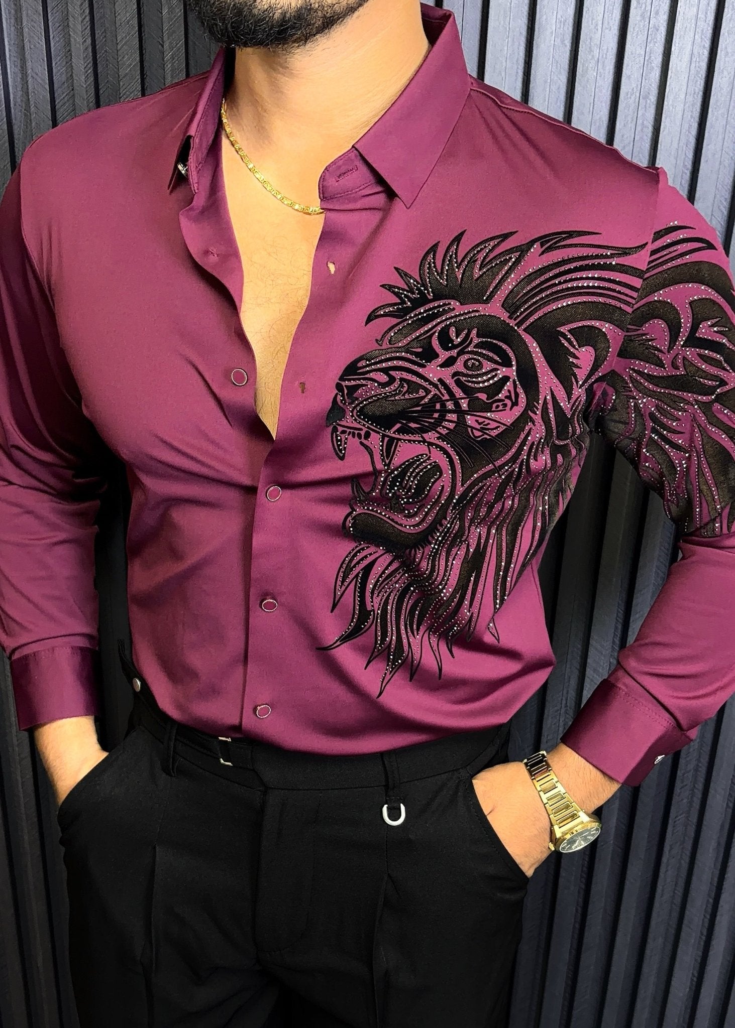 Alpha Roar Legacy Jacquard Shirt - WINE - Under Attack