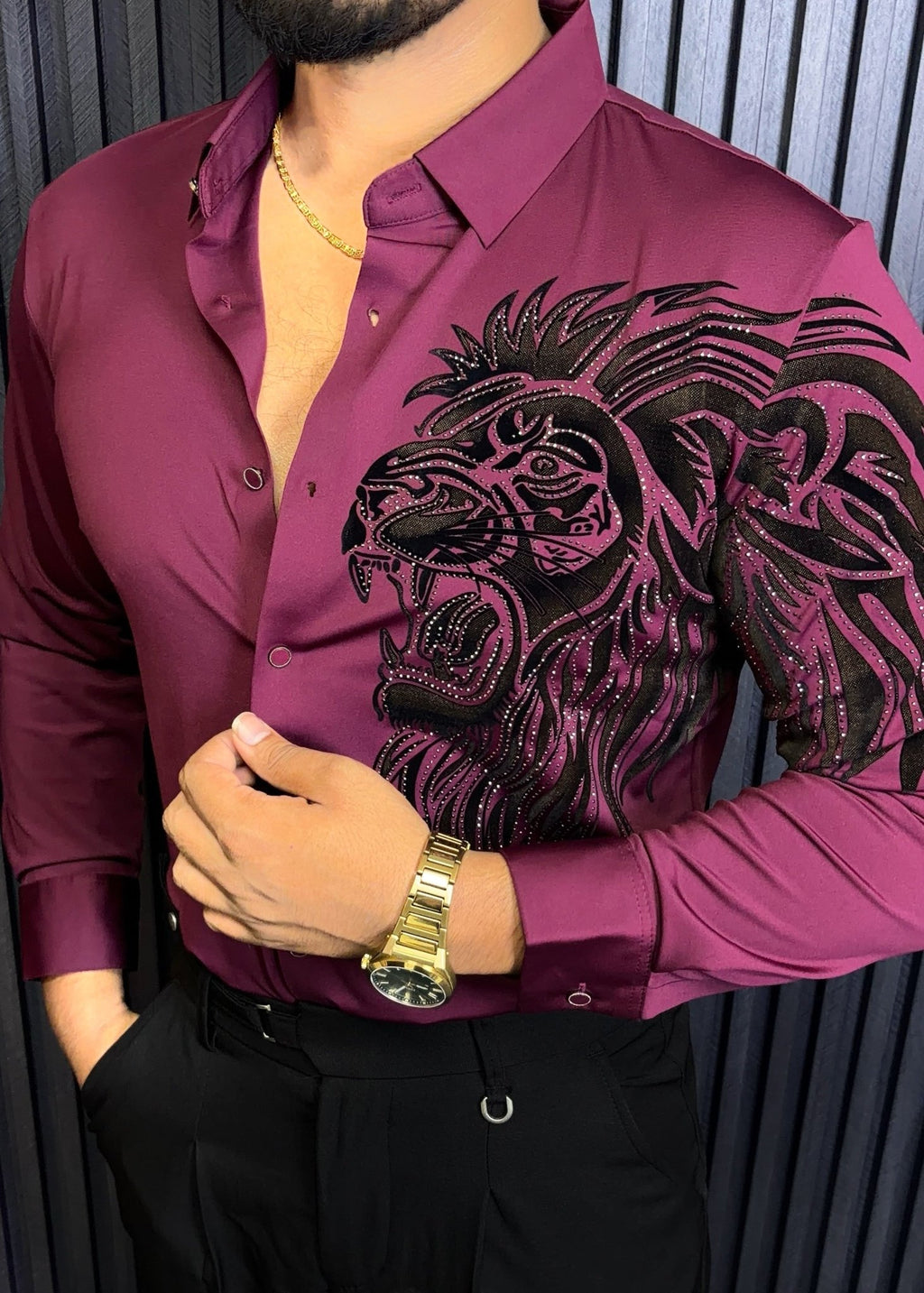Alpha Roar Legacy Jacquard Shirt - WINE - Under Attack