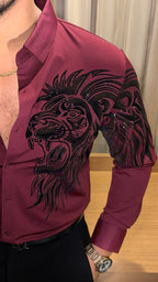 Alpha Roar Legacy Jacquard Shirt - WINE - Under Attack