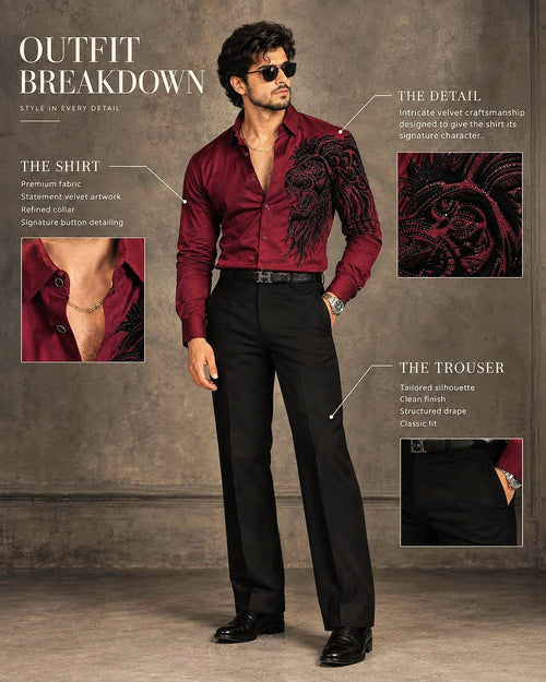 Alpha Roar Legacy Jacquard Shirt - WINE - Under Attack