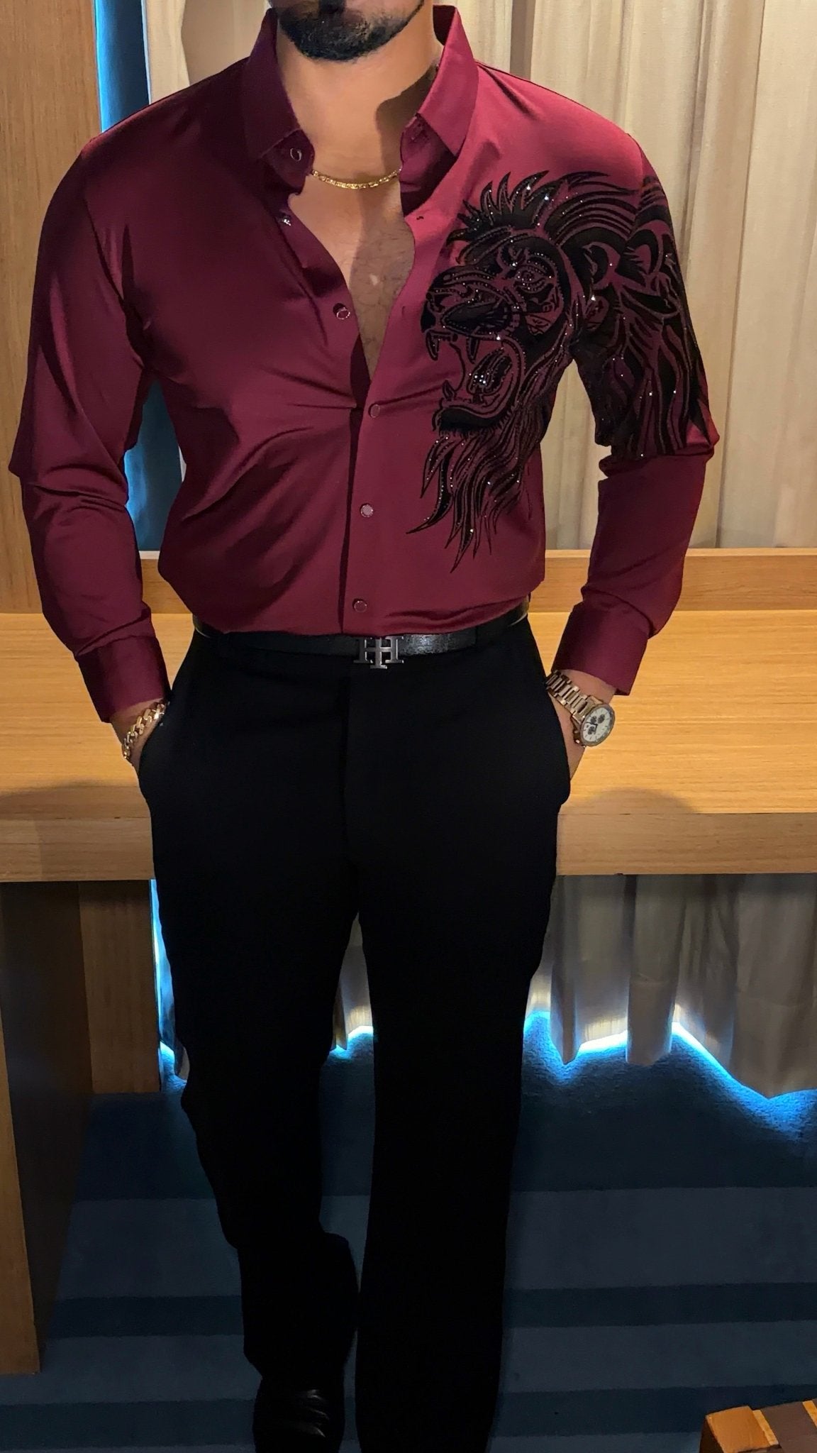 Alpha Roar Legacy Jacquard Shirt - WINE - Under Attack