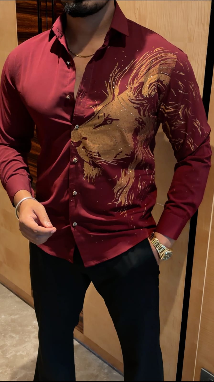 Alpha side Lion Japanese Shirt - Wine - Under Attack