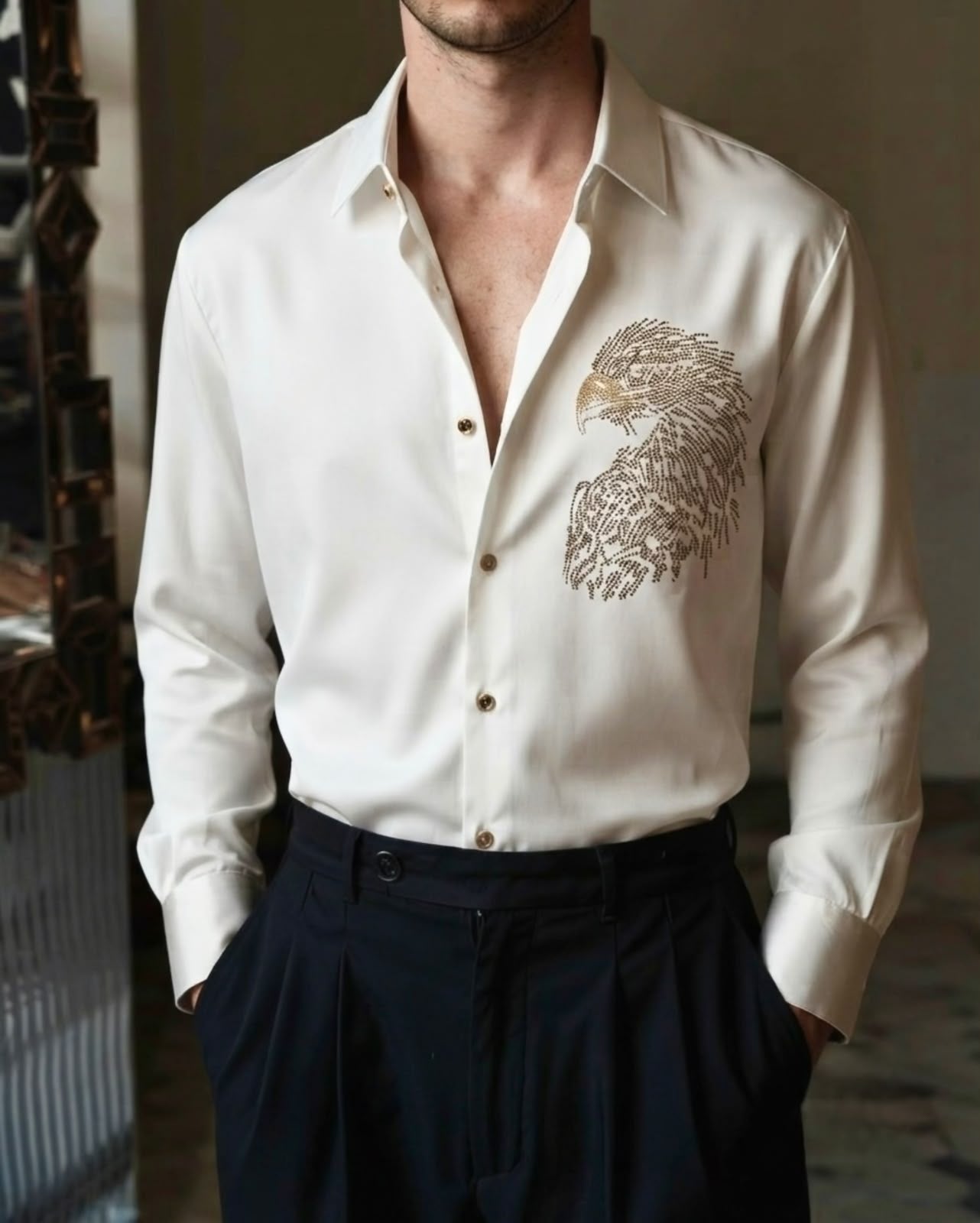 Apex Eagle Stitchless Jacquard Shirt - White - Under Attack
