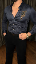 Atlas Ocean Luxe Stitchless Wrinkle Free Lycra Shirt - Navy - Under Attack