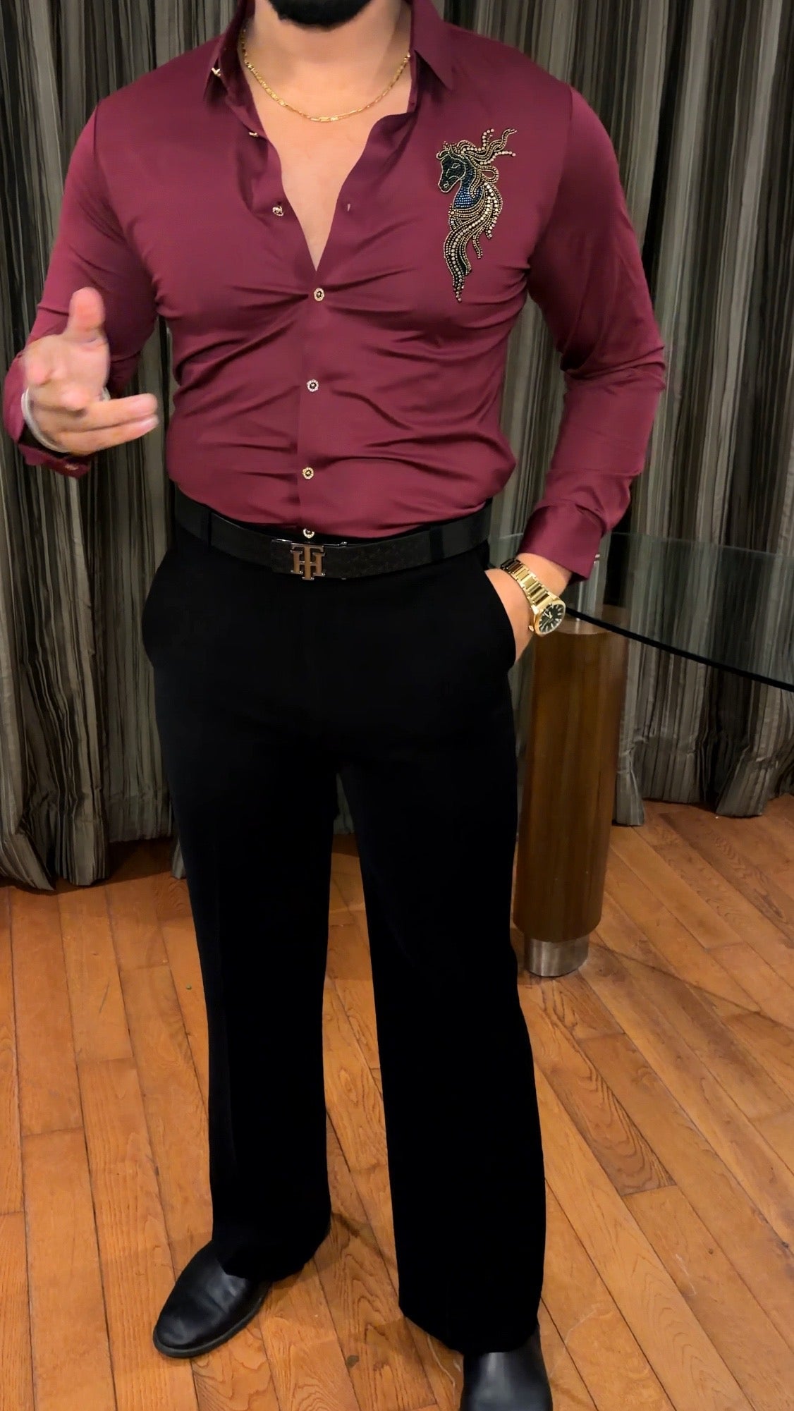 Atlas Ocean Luxe Stitchless Wrinkle Free Lycra Shirt - Wine - Under Attack