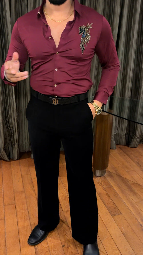 Atlas Ocean Luxe Stitchless Wrinkle Free Lycra Shirt - Wine - Under Attack