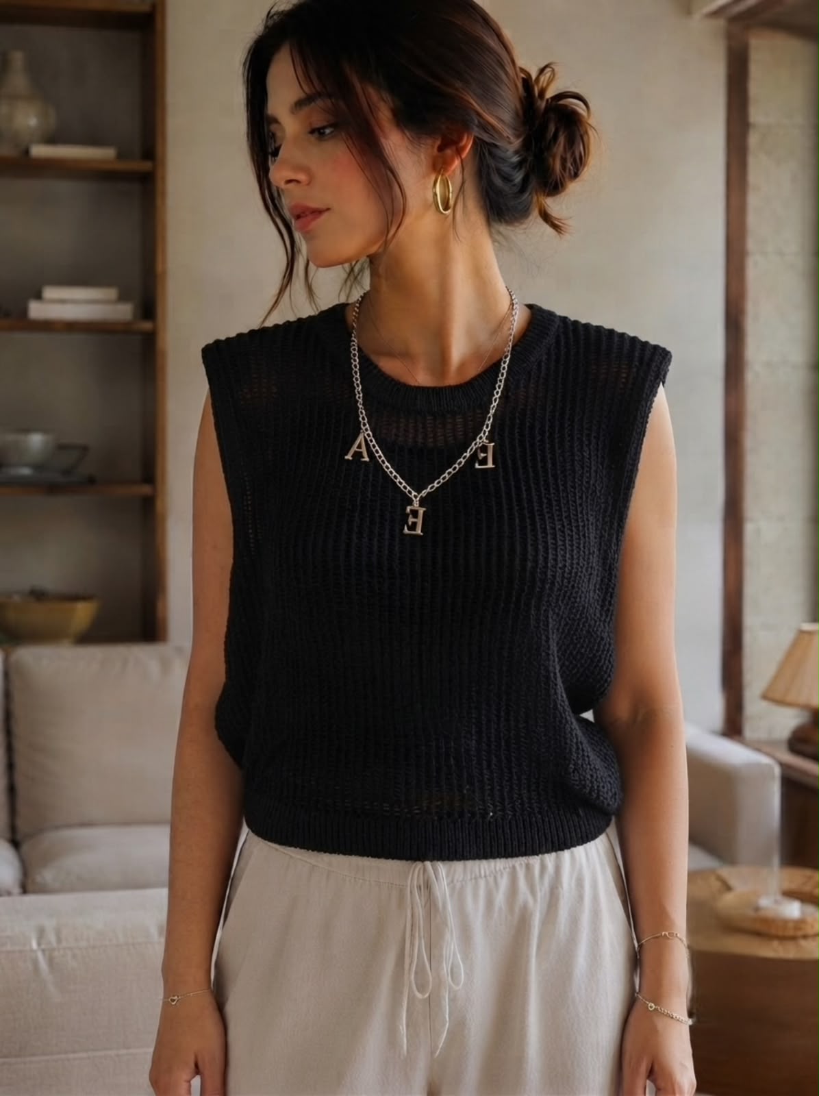 Aurelia Sleeveless Crochet Top - Black - Under Attack