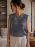 Aurelia Sleeveless Crochet Top - Grey - Under Attack