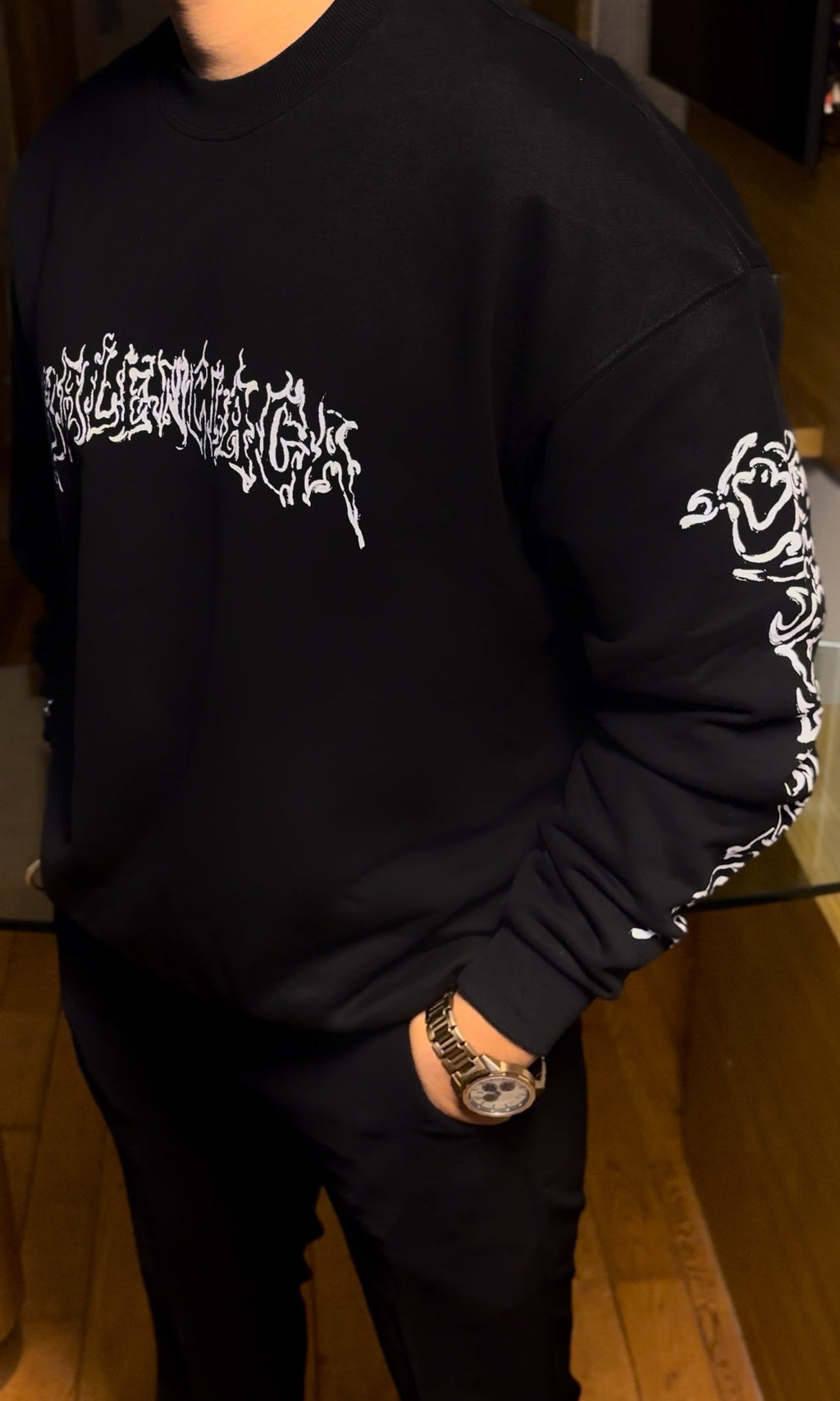 Barcelo Print Sweatshirt - Black - Under Attack