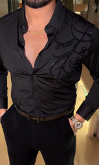 Barcelona Blossom Jacquard Shirt - BLACK - Under Attack