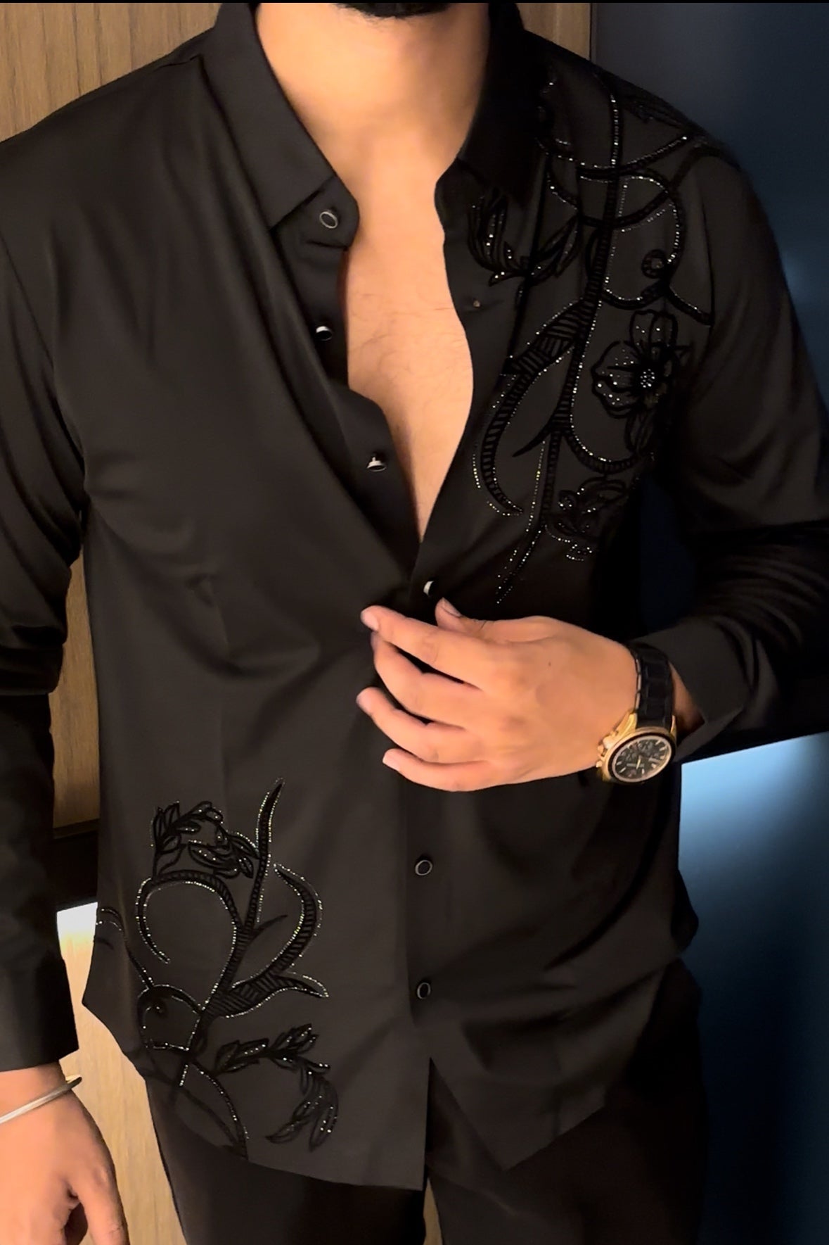 Barcelona Blossom Jacquard Shirt - BLACK - Under Attack