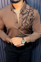Barcelona Blossom Jacquard Shirt - CAMEL - Under Attack