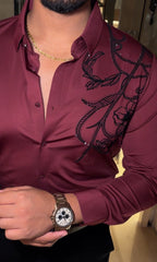 Barcelona Blossom Jacquard Shirt - WINE - Under Attack