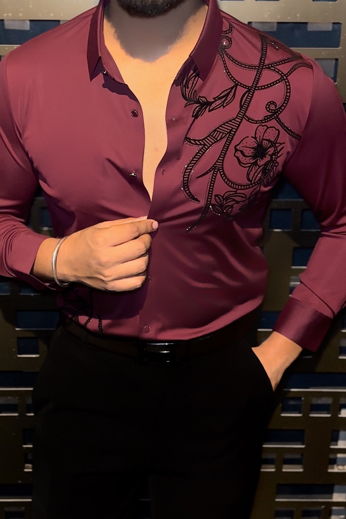 Barcelona Blossom Jacquard Shirt - WINE - Under Attack