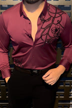 Barcelona Blossom Jacquard Shirt - WINE - Under Attack