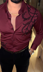 Barcelona Blossom Jacquard Shirt - WINE - Under Attack