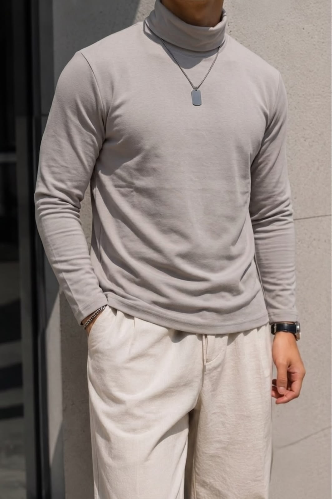 Beige Luxe Turtleneck Sweatshirt - Under Attack