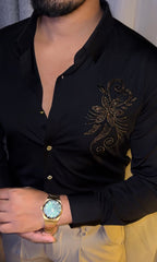 Bloom Luxe Stitchless Jacquard Shirt - BLACK - Under Attack