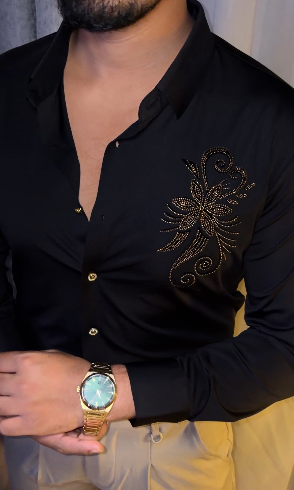Bloom Luxe Stitchless Jacquard Shirt - BLACK - Under Attack